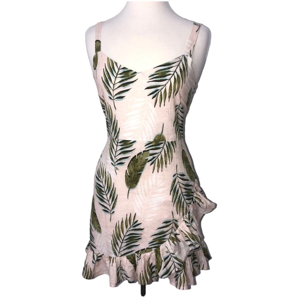Le Lis Perfect in Palm Ruffle Hem Dress Small NWT